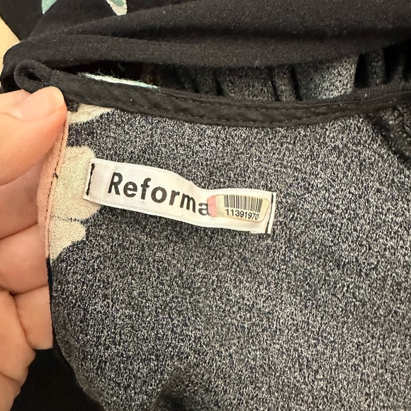 Reformation Black Long Sleeve Floral Midi Dress - Picture 7 of 8